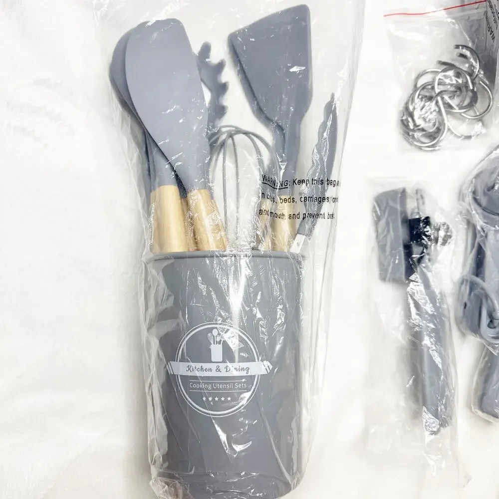 NEW 46 Pc Gray Silicone Kitchen Utensil Cooking Measuring Baking Set Gift Idea